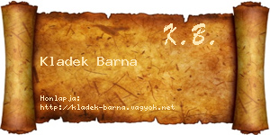 Kladek Barna névjegykártya